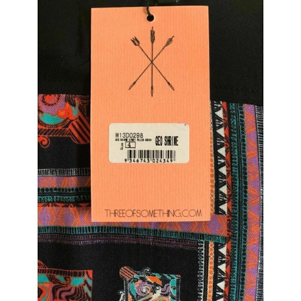 Three of something womens Black V-Neck Geo Shrine Storyteller Dress Size 4 - Picture 11 of 11